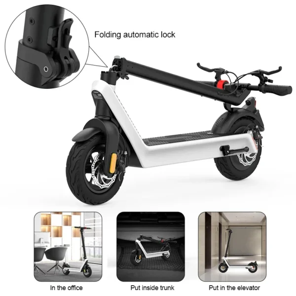 HX X9 550W 48V 15.6Ah 40km/h 100km 10" Two-wheel Electric Kick Scooter - Image 4