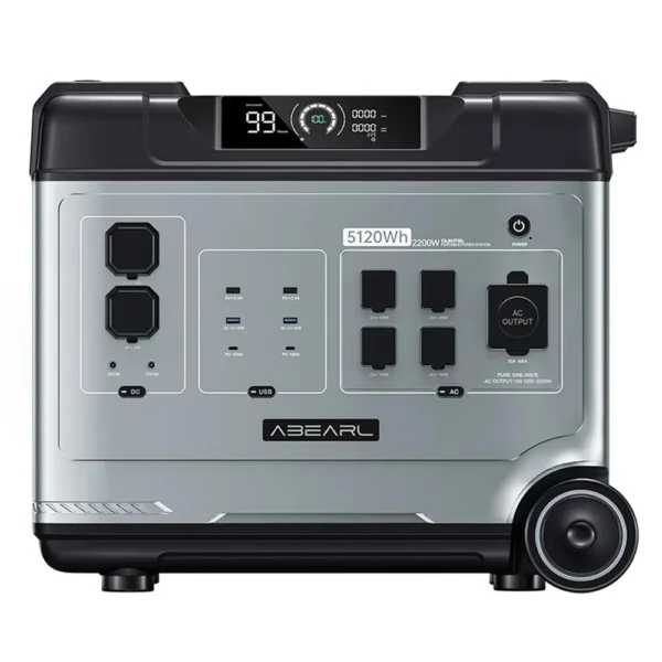 OUKITEL Abearl P5000 Portable Power Station 5120Wh LiFePO4 5x2200W AC Outlets 1800W Fast AC Charging 15 Outputs with Wheels - Image 2