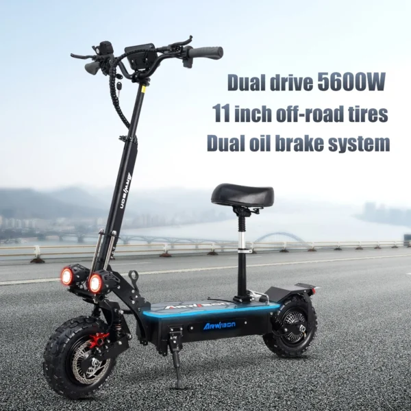 Arwibon Q06Pro 5600W 60V 27Ah 55-75km/h 50-70km 11" Two-Wheel Electric Scooter - Image 4