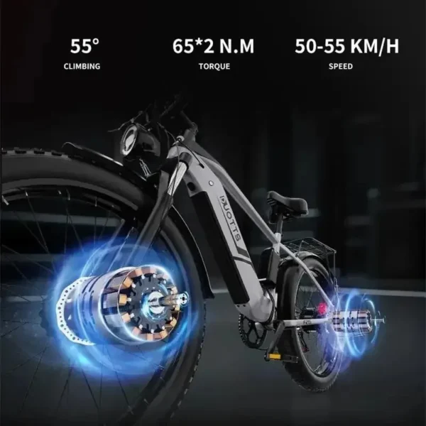 DUOTTS F26 Electric Bike 750W * 2 Dual Motor 48V20AH 26“Fat Tire Adult Mountain Off Road Full Suspension MTB Electric Bicycle - Image 6