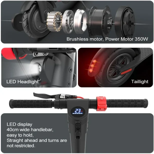 HX X7 350W 36V 5Ah 25km/h 15-60km 10" Foldable Electric Scooter - Image 5