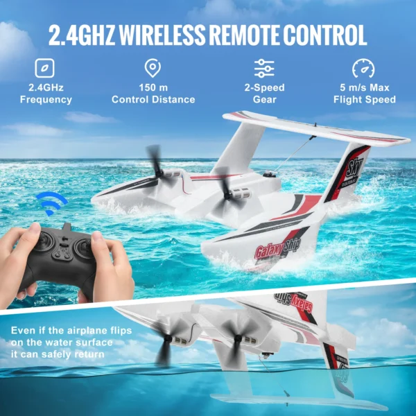 VEVOR EPP Foam RC Plane 2.4G 3CH Radio Control Aircraft Sea And Air RC Glider Water Land Flying Airplane Toys Gift For Boys - Image 5