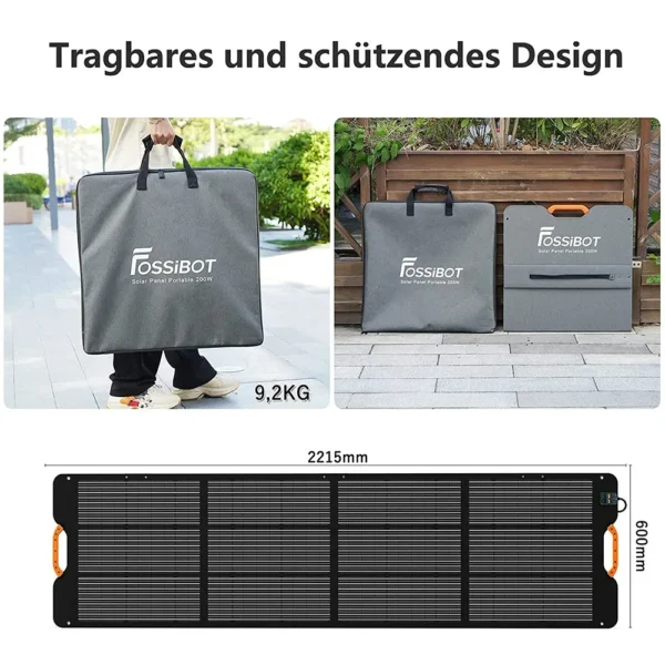FOSSiBOT SP200 18V 200W Foldable Solar Panel, 23.4% High Efficiency Monocrystalline Solar Cells, for Power Station MPPT IP67 - Image 5