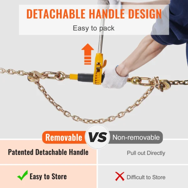 VEVOR Ratchet Chain Binder 3/8"-1/2" Heavy Duty Load Binders 12000 lbs Limit Hauling Chain Binders for Flatbed Truck Trailer 4Pc - Image 6