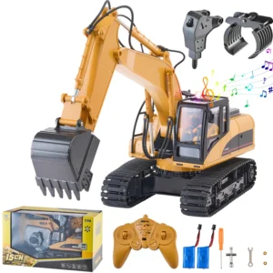 VEVOR 2.4G Remote Control Excavator Dump Truck 3 in 1 RC Model Car Digger Toy with Light & Sound Construction Vehicle for Kid
