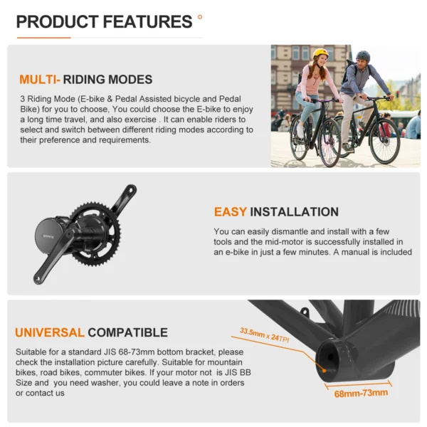 Bafang 750W Mid Drive Motor Electric Bicycle Conversion Kit BBS02B BBS02 Ebike Engine 48V 20Ah 19.2Ah Hailong Battery 4A Charger – Bild 4