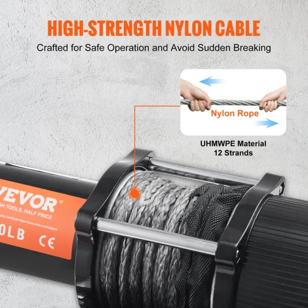 VEVOR 4500lbs ATV/UTV Electric Winch Nylon/Steel Rope Winch with Wireless/Wired Remote for Truck Car Towing Jeep Off-Road SUV - Image 4