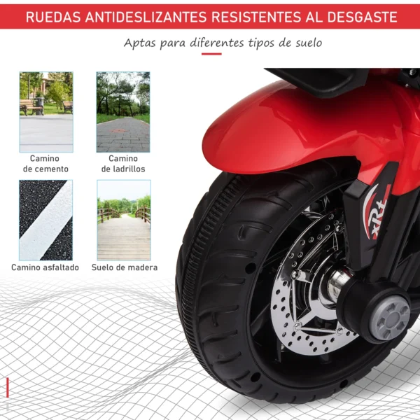HOMCOM electric motorcycle + 3 years with 3 wheels Lights Music 3 km/h 86x42x52cm - Image 5