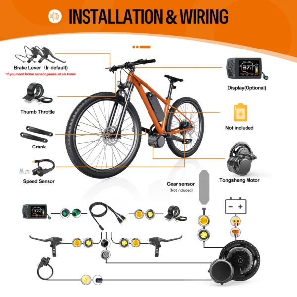 Varstrom x Tongsheng 250W 500W 750W 1000W TSDZ2B TSDZ8 Ebike kit 36V 48V Engine Torque Sensor Mid Motor Ebike Lithium Battery - Image 5