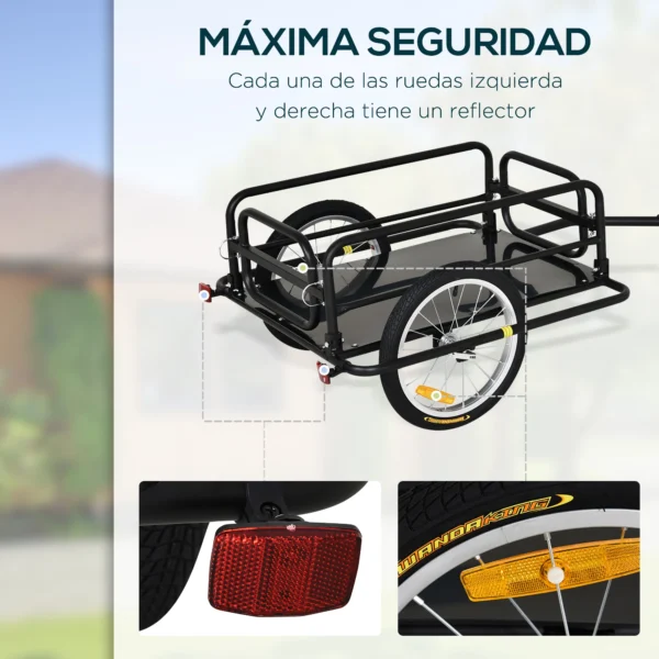 PawHut cargo bicycle trailer 40kg light steel frame with - Image 6