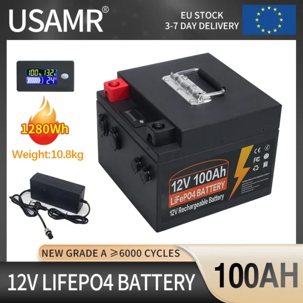 USAMR 100Ah 12V LiFePO4 Battery