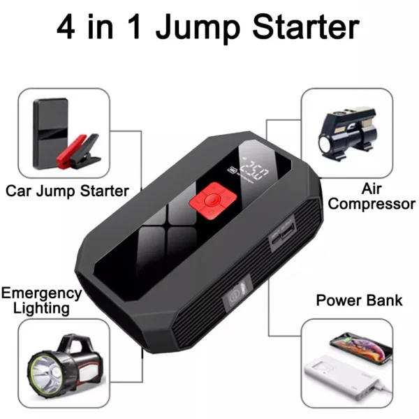 4 In 1 Car Jump Starter Air Pump 26800mAh Power Bank Portable Air Compressor Cars Battery Starters Starting Auto Tyre Inflator - Image 5