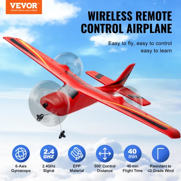 VEVOR Z50 RC Plane 2.4G 2CH Remote Control Fighter Fixed Wingspan Glider with 6-Axis Outdoor RC Warbird Airplane Toys Gifts - Image 2