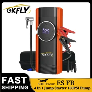 4 In 1 Car Jump Starter Air Pump Power Bank Lighting Air Compressor 16000mAh Cars Battery Starters Starting Auto Tyre Inflator