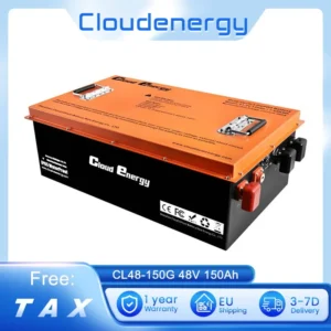 Cloudenergy CL48-150G 48V 150Ah LiFePO4 Deep Cycle Battery Pack for Golf Cart 7680Wh Energy Built-in 300A BMS, 6000+ Cycles Life