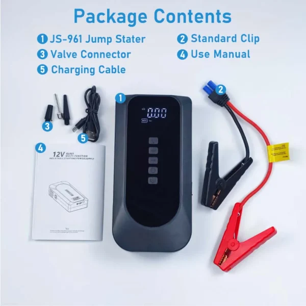 GKFLY 4 in 1 Car Jump Starter Power Bank Portable Air Compressor Inflator Pump Power Station 2000A Battery Starter Auto Booster - Image 6