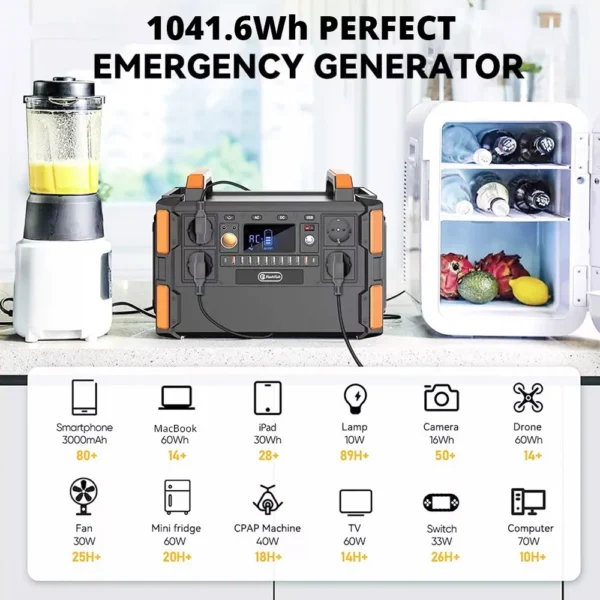 Flashfish F132 1000W Pure Sine Wave Power Station 1041.6Wh 19 Outlets LiFePo4 230V AC Outlet Energy Storage Portable Generator - Image 6
