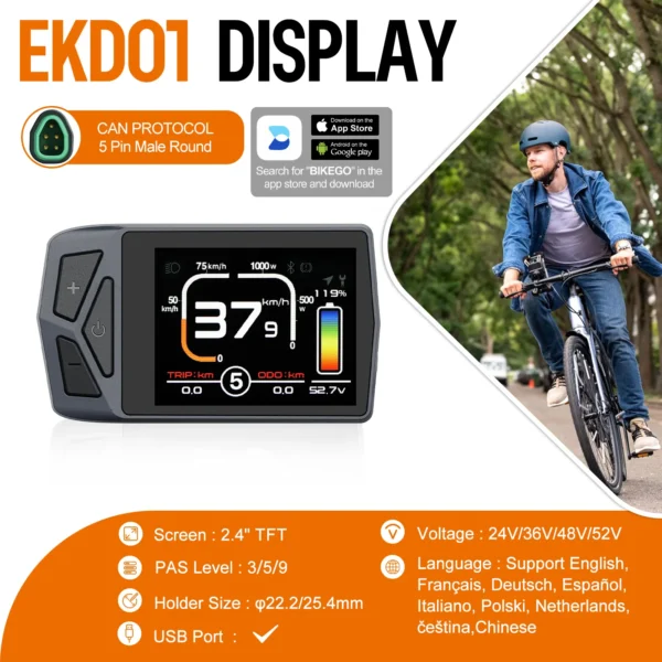 BAFANG CAN BUS System Display 5PIN Male E-Bike 0-5 / 0-9 PAS Electric Bicycle Computer For CAN Protocol Motor Conversion Kits - Image 4