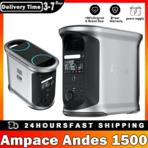 Ampace Andes 1500 3600W Pure Sine Wave Portable Power Station 1462Wh LiFePO4 Capacity Solar Generator Full Charge in 55min