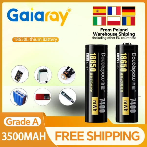 Gaiary 3.7v 2000-3500mah Li-Ion 18650 Batteries